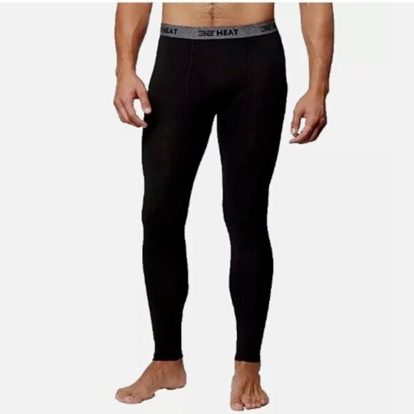 NEW 32 Degrees Heat Mens S 2 Pack Base Layer Pant S Black Soft Quick Dry - Picture 1 of 8